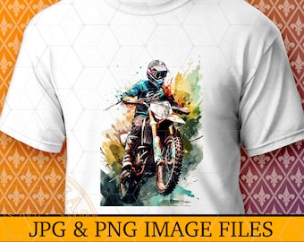 Motocross Png Sublimation Watercolor Clipart Dirt Bike Png Digital Download for T-Shirt Printing Direct to Fabric Iron on