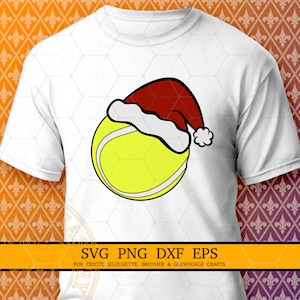Bola de tênis de chapéu de Papai Noel Arquivos Svg, Tênis de Natal Png, Bola de tênis com chapéu de Papai Noel, Mãe do tênis Svg, Chapéu de Papai Noel Arquivos Svg