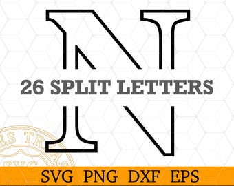 Split Outline Monogram Font Letters svg png dxf files, Cricut font, Monogram Split Outline Letters Svg Files for Cricut, Silhouette font