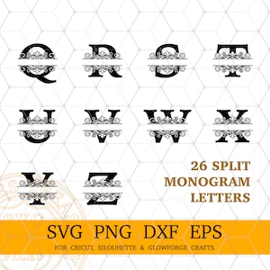 Split Family Name Monogram Svg, Png, Dxf, Monogram Frame Alphabet, Digital Download, Cricut Cut Files, Engraving, Laser Plasma cutting files 4