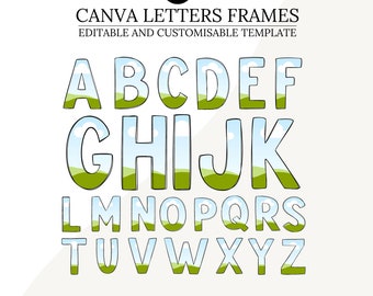 Sketchy Doodle Letters Canva Photo Frame Template, Editable Drag and Drop Photos, Pattern Alphabet