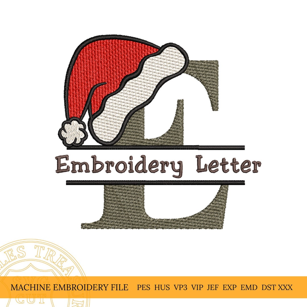 Machine Embroidery Split Santa Santa Hat Embroidery Letter E Split Monogram Pes Hus Vp3 Csd Exp Emd ...