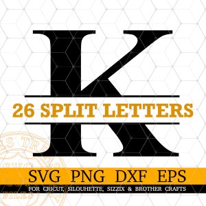 Monogram Alphabet Svg Fonts for Cricut Silhouette Font Svg Png Files, Split Monogram Svg, Split Alphabet Letters Svg, Printable letters