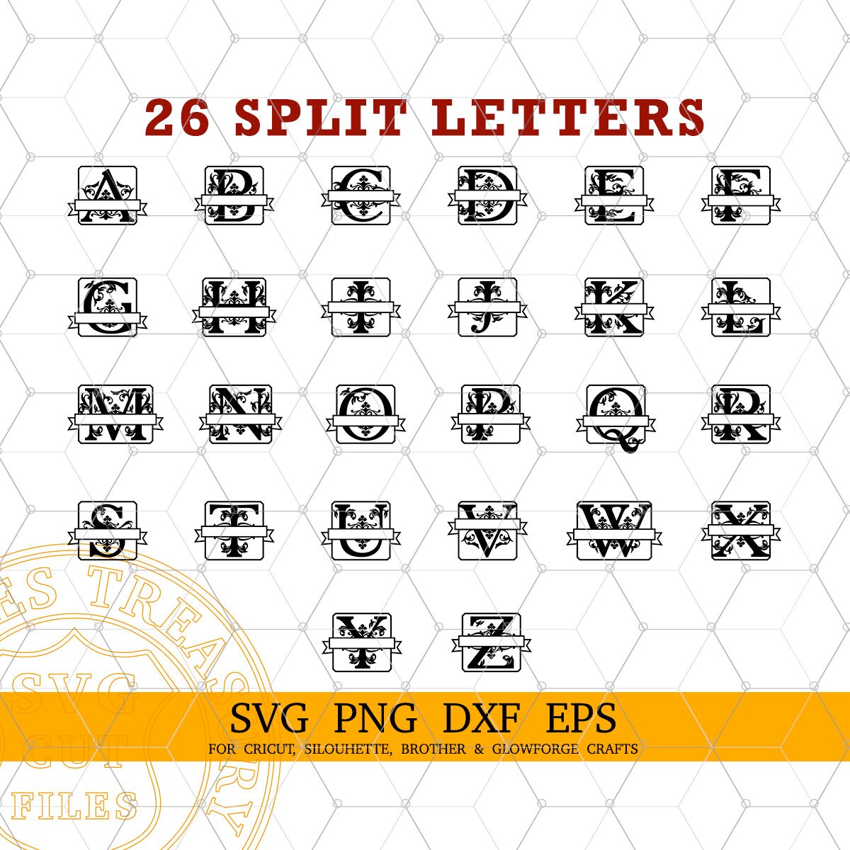 Regal Monogram Svg Split Square Monogram Letters Svg Png Dxf Cut Files ...