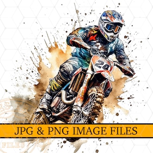 Motocross Dirt Bike Png Clipart Sublimation Watercolor Clipart, Dirt Bike Png Digital Download for T-Shirt Printing Direct to Fabric Iron on