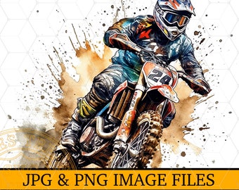 Motocross Dirt Bike PNG Clipart, Printable Sublimation Biker Shirt Design, Digital Download for T-Shirt Printing Direct to Fabric Iron on