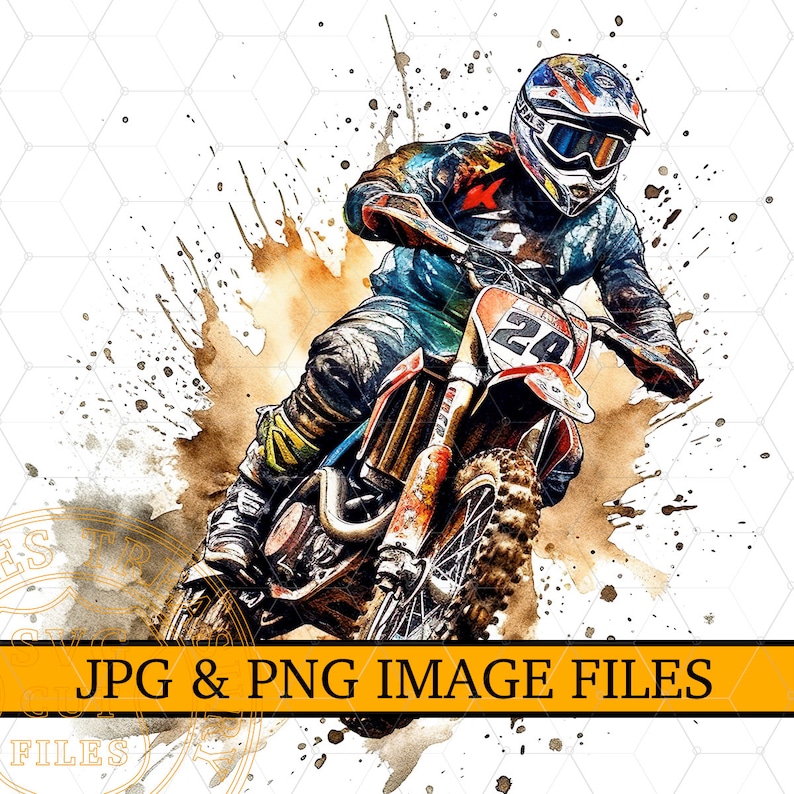 Motocross Dirt Bike Png Clipart Sublimation Watercolor Clipart, Dirt Bike Png Digital Download for T-Shirt Printing Direct to Fabric Iron on