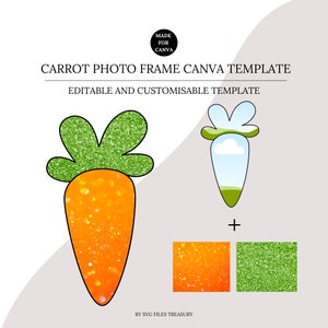 Canva Frame Template, Blank Easter Carrot Editable Photo Fill, Add Your Own, Create Your Own Drag and Drop Easter Canva Photo Frame