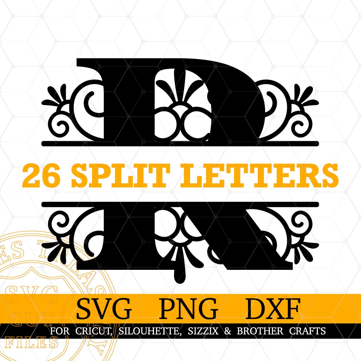 floral alphabet split monogram bundle, letters free svg file - SVG Heart