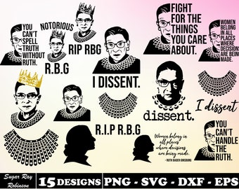 Ruth Bader Ginsburg I Dissent SVG png Vinyl Cut File for Cricut and Silhouette dxf svg jpg pdf