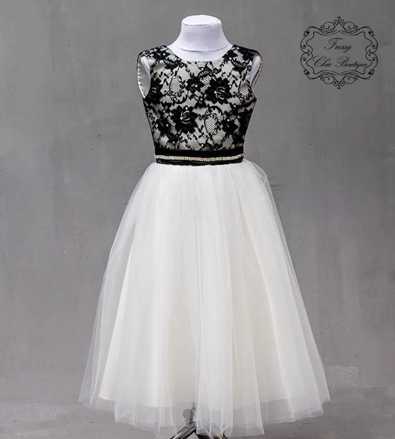 black and white tulle dress