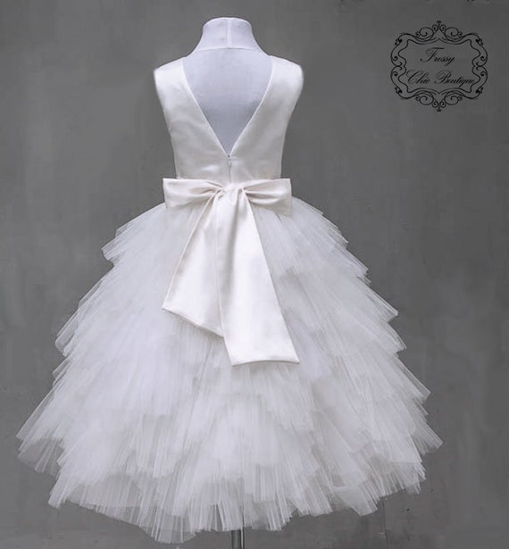 Flowergirl Dress Junior Tulle Girl Ivory Bridesmaid Dress Lace | Etsy