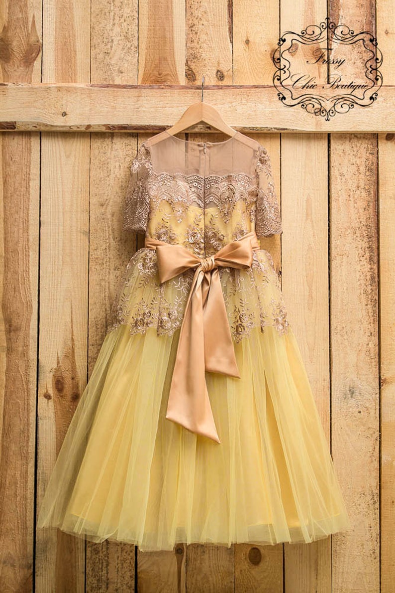 Yellow Flower Girl Dress Tutu Flowergirl Dress Toddler Lace Etsy