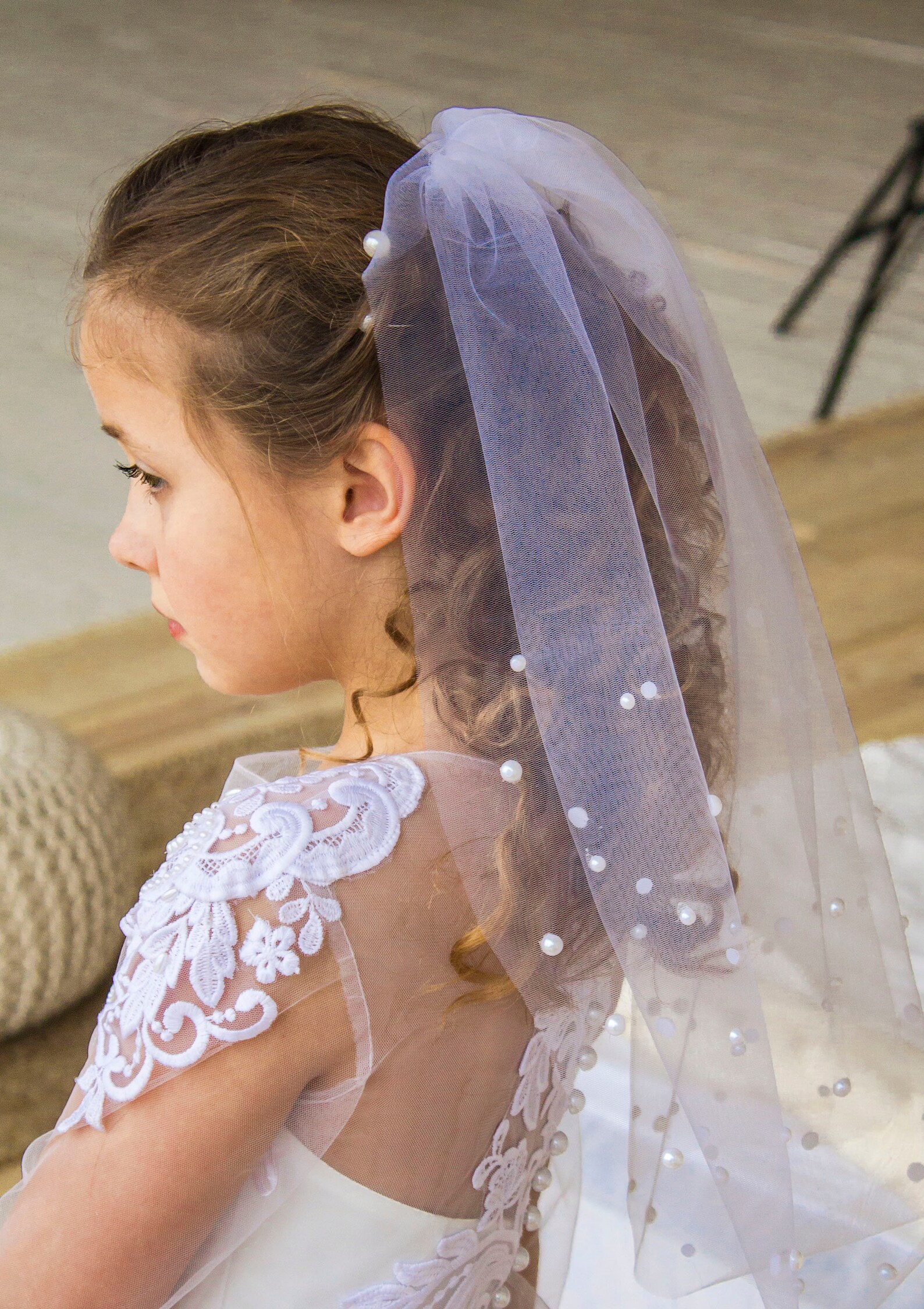 Hair accessories communion veil pearls flower girl first | Etsy