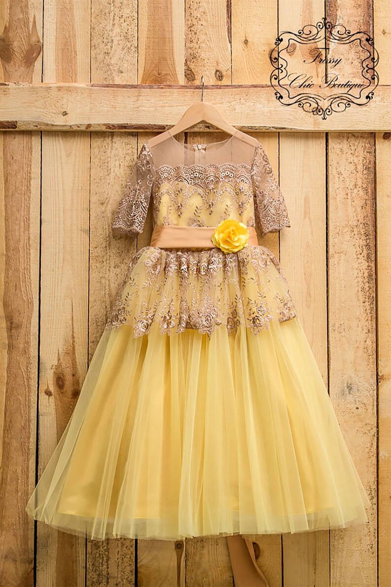 Yellow Flower Girl Dress Tutu Flowergirl Dress Toddler Lace Etsy