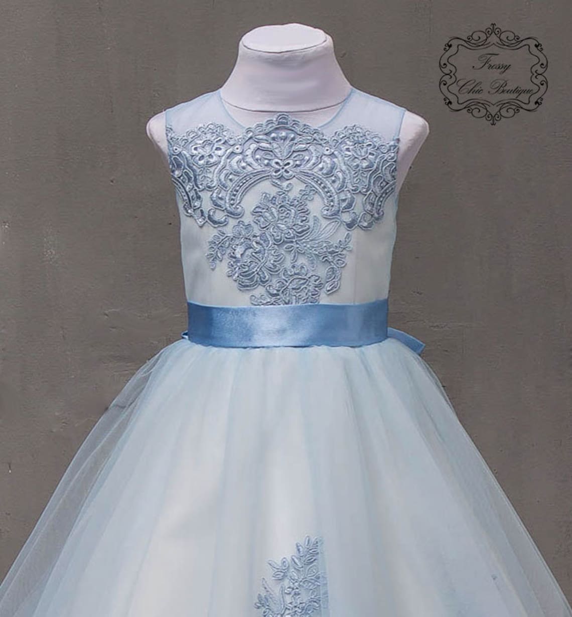 Blue flowergirl dress blue girl dress light blue tulle Lace Etsy