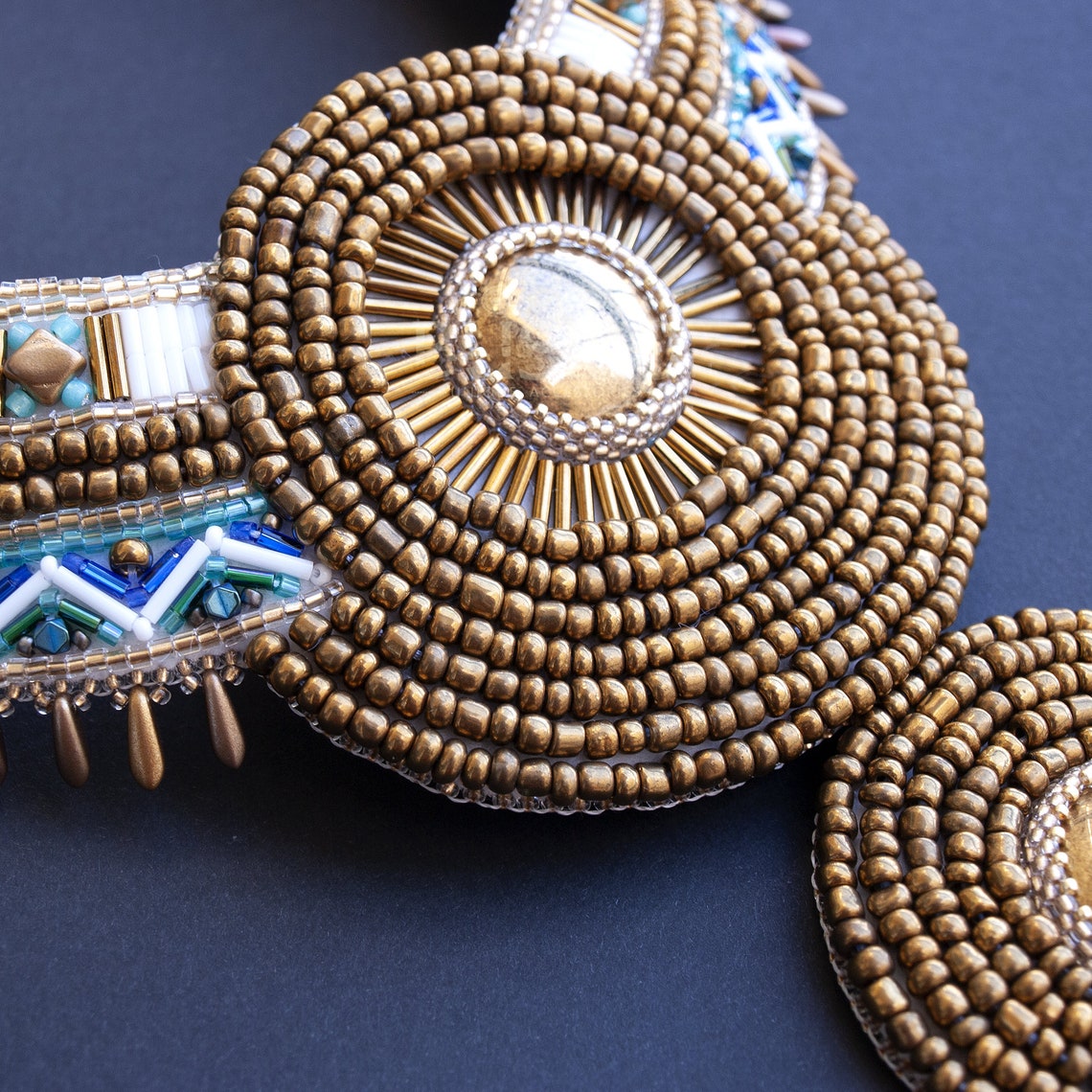 Egyptian Beaded Embroidered Collar Necklace. Statement Etsy