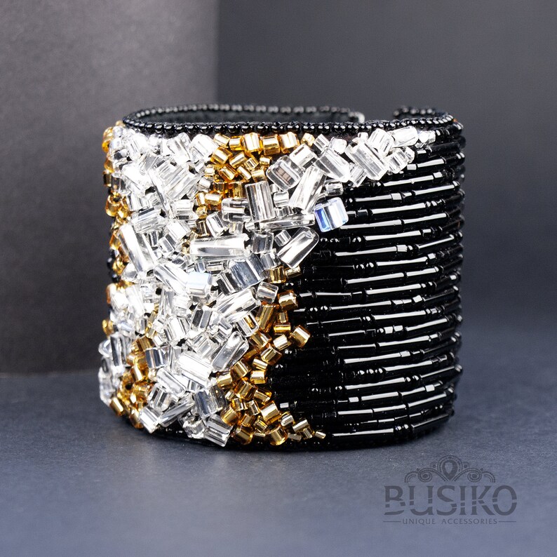 Statement Beaded Cuff Bracelet. Elegant Bead Embroidered Etsy