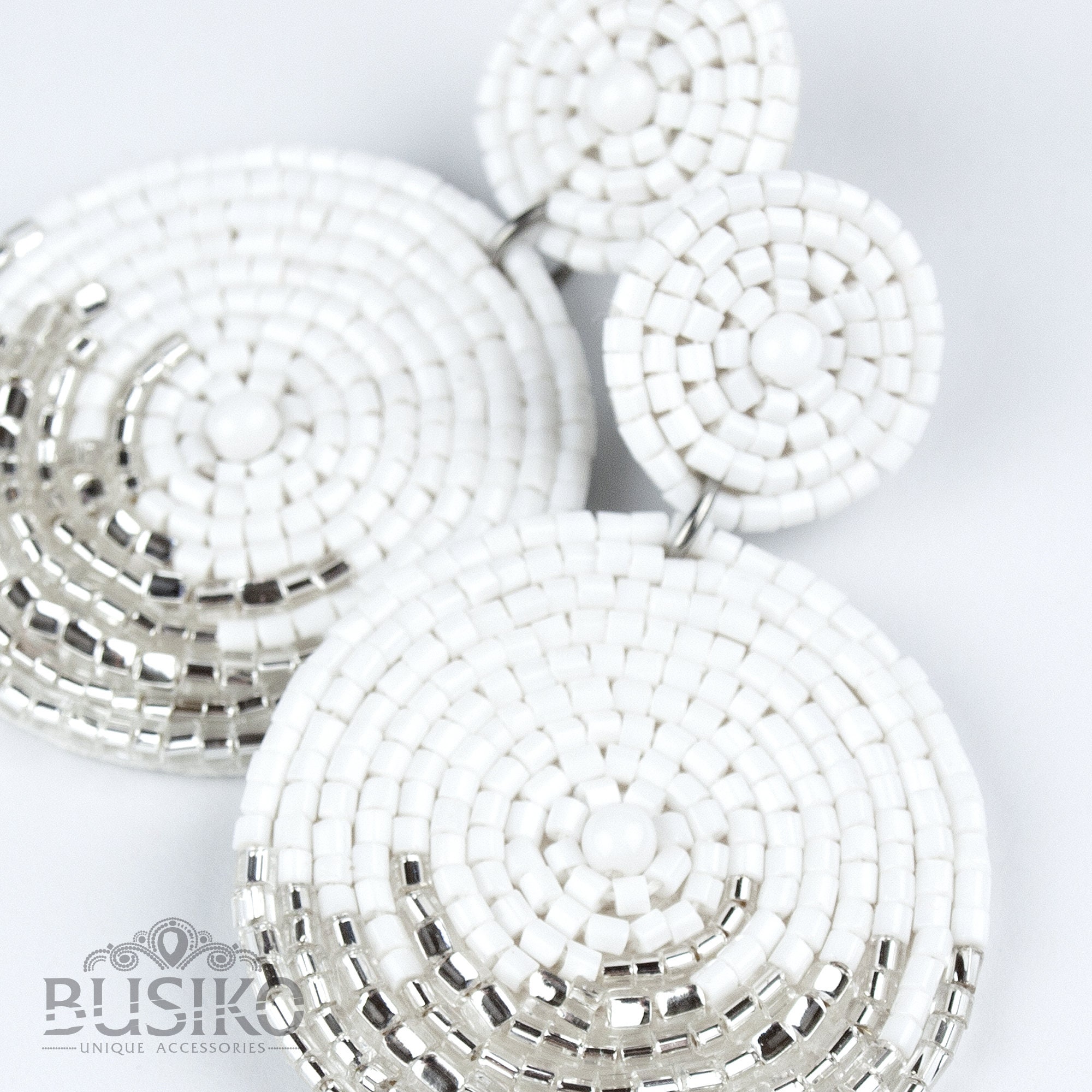 White Silver Earrings. Statement Wedding Earrings. Beaded Etsy