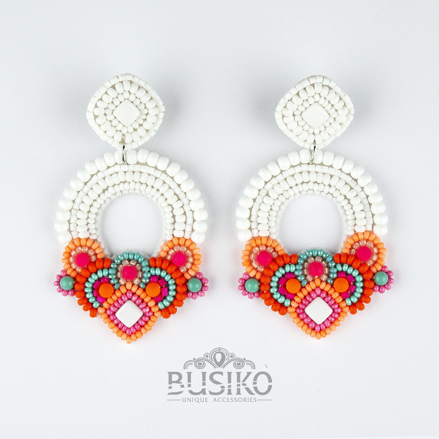 Colorful Mexican earrings. Ethnic style earrings. Beaded Etsy