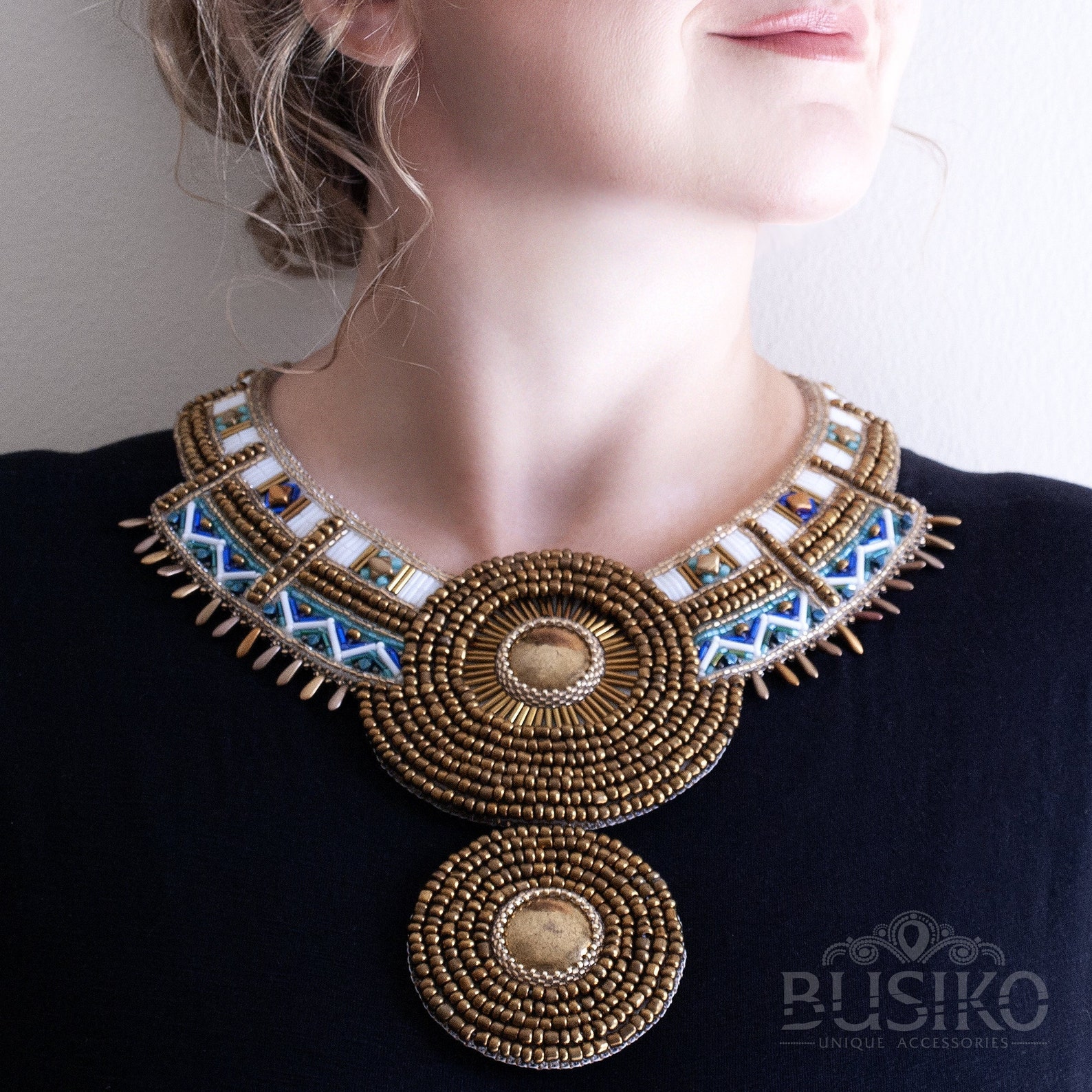 Egyptian Beaded Embroidered Collar Necklace. Statement Etsy