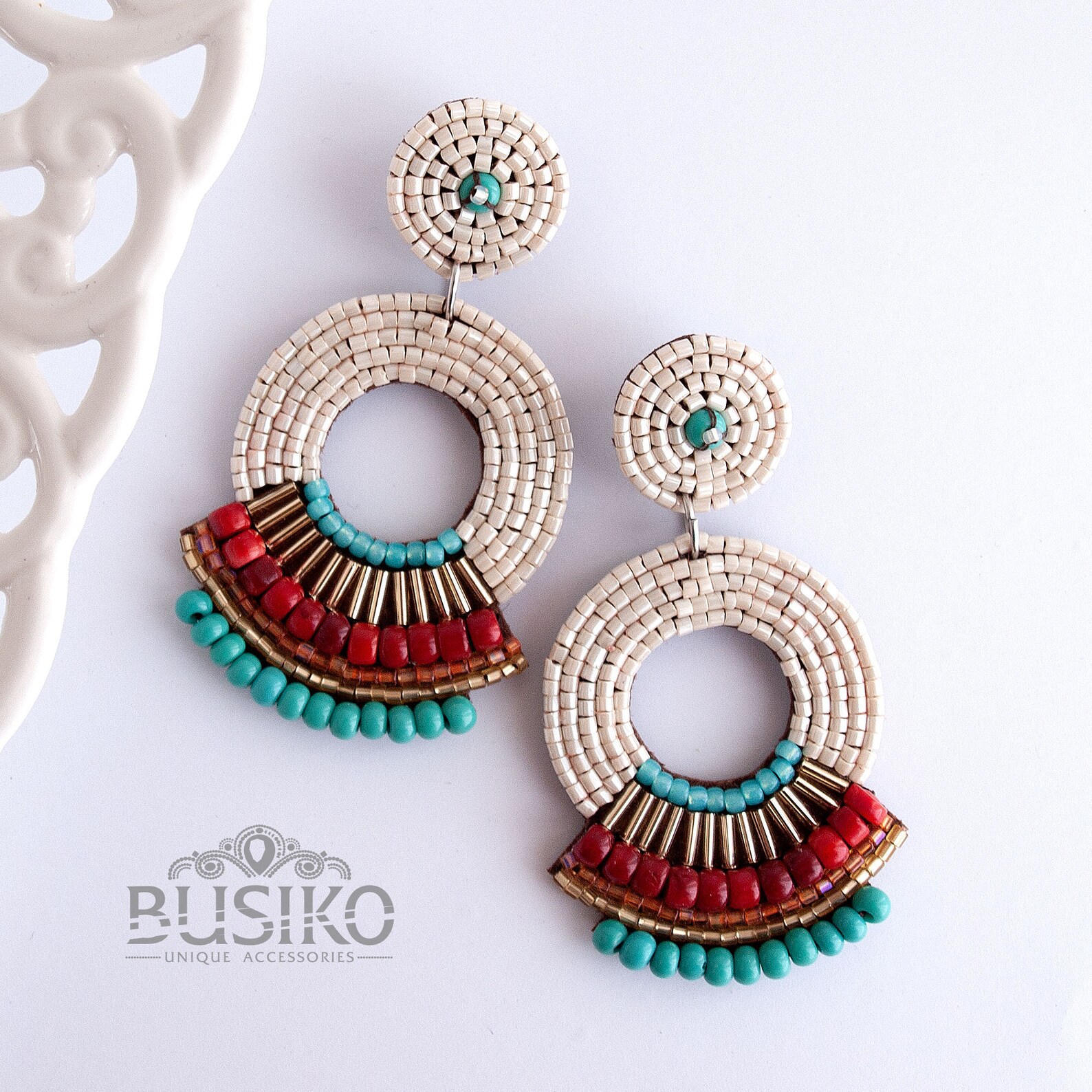 Colorful Mexican Earrings. Ethnic Style Earrings. Beaded Etsy