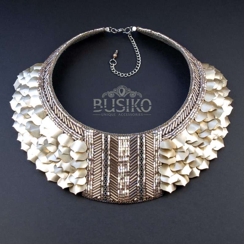 Golden Dragon scale collar necklace. Stunning scalemail bib. Etsy