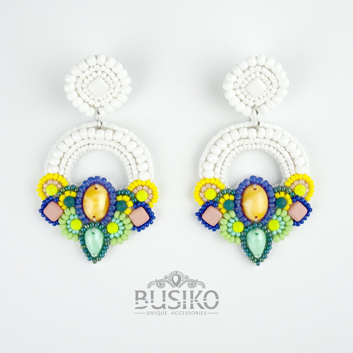 Colorful Mexican Earrings. Ethnic Style Earrings. Big Flower Etsy New