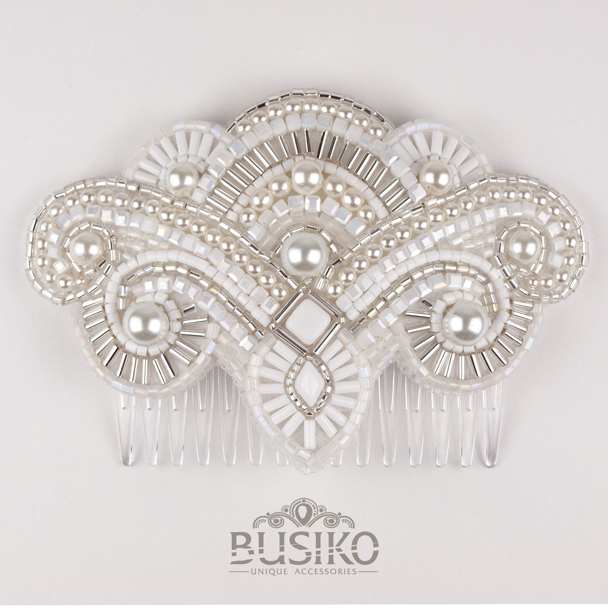 Art Deco Beaded Hair Comb. Vintage Style Hair Accessory  display picture 1