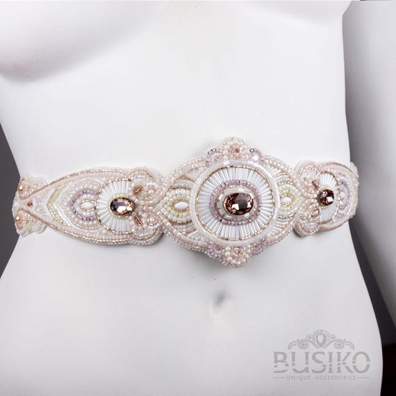 Art Deco Bridal Belt. Women Headpiece Vintage Style. White  display picture 1