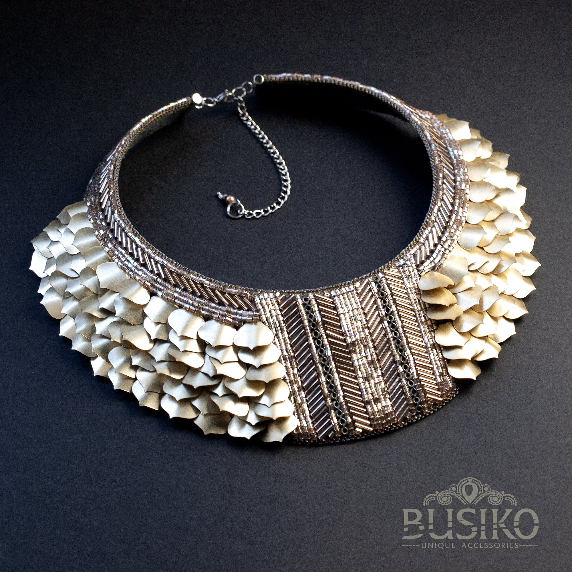 Golden Dragon scale collar necklace. Stunning scalemail bib. Etsy