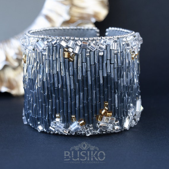 Elegant Silver Beaded Women\'s Accessory Elegant Silver Fringe Brooch With Beads- Handcrafted  main image 3