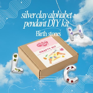 Silver Clay Alphabet Pendant DIY Kit - Birth Stone Selection