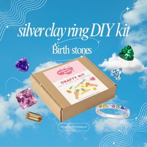 Silver Clay Ring DIY Kit - Birth Stone Selection