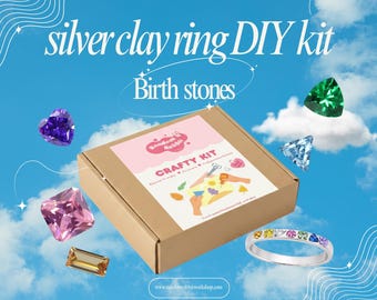 Silver Clay Ring DIY Kit - Birth Stone Selection