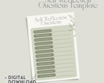 Questions d'autoréflexion imprimables, instructions de journalisation guidées au format PDF, téléchargement numérique de croissance personnelle et de pleine conscience