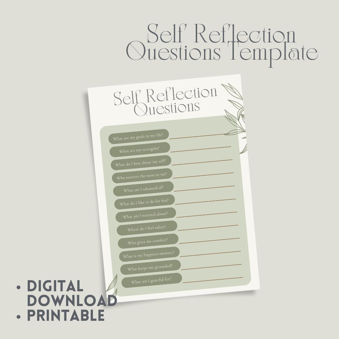 Self-reflection Questions Printable, Guided Journaling Prompts PDF ...