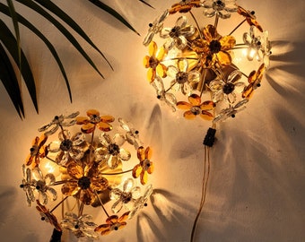 Antique Italian Cage  Tole Ceiling Light Antique Chandelier with Murano flowers Venetian Chandelier