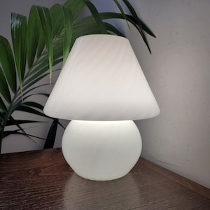 Murano Mushroom Lamp White Table Lamp Italian Mid Century Design Lamp