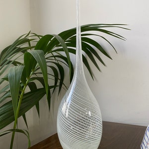 Large Murano Glass Vase Handmade Glass Vase White Glass Murano Vase Venetian Vase Decorative Vase Stemmed Vase
