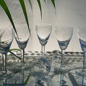 Antique Crystal Liqueur Glasses Set of 6 Shot Glasses  Crystal Liqueur Goblets Cordial sherry port glasses Royal Antique Crystal