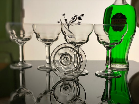 Antique Murano Hand Blown Glasses Old Wine Glasses Cocktail Glasses Antique Barware