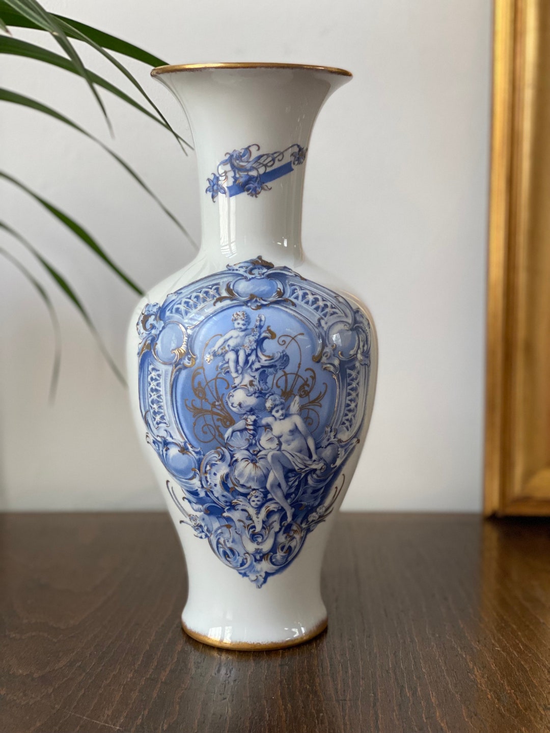 Antique Blue and White Limoges Porcelain Vase Antique French Etsy