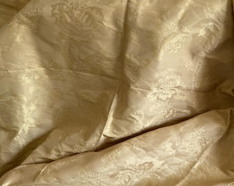 Antique Venetian Silk Fabric  Gold Textile Woven Silk Fabric Italian Damask Silk