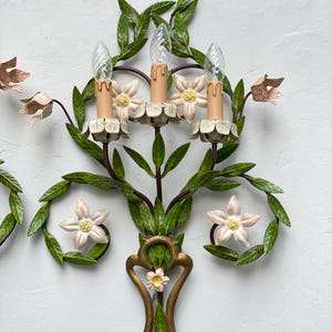 1 of 3 Large Antique Italian Tole Wall Sconce Hollywood Regency  Metal Wall Sconce Florentine Sconces Romantic Sconces
