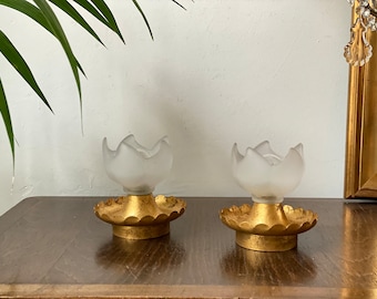 Antiguo par italiano Tole Flowers Sconces Románticos Apliques de pared Boho Lighting Par Sconces Luces florentinas Banci Sconces