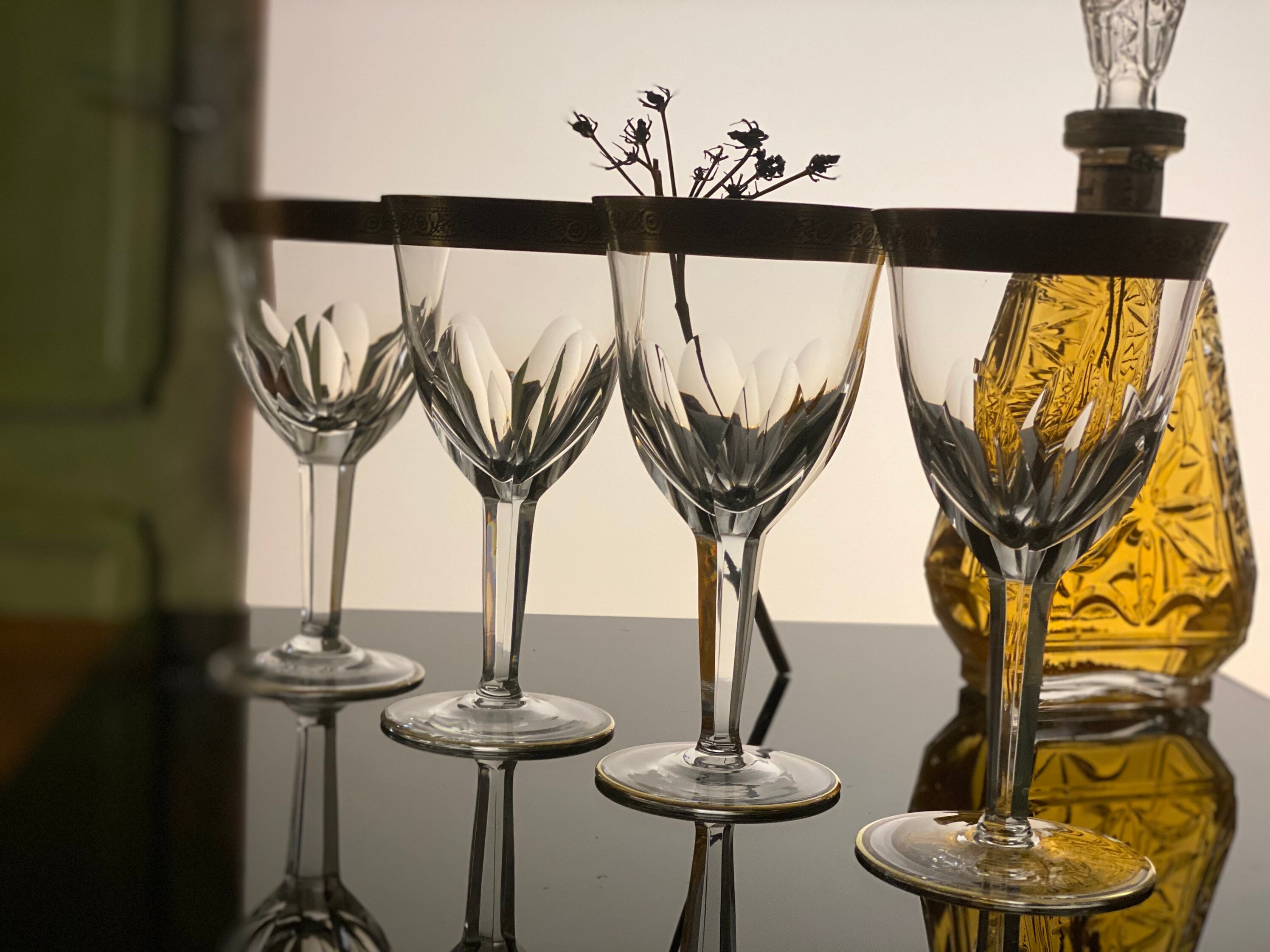 Vintage Heavy Crystal Wine Glasses Clear Crystal Glasses Etsy