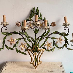 Large Antique Italian Tole  Wall Sconce Hollywood Regency  Metal Wall Sconce Florentine Sconce Romantic Sconce