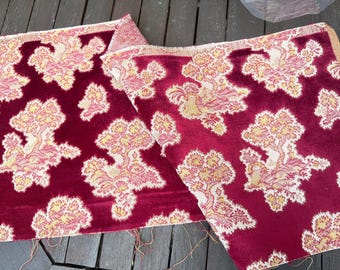 Antique Venetian Silk Velvet Fabric Red Woven Silk Velvet Fabric Italian Damask Velvet Fabric