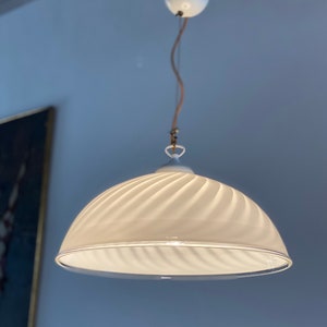 Mid Century Murano Glass Pendant Light Small  Murano Glass Ceiling Lamp Swirling Ceiling Lamp Murano Chandelier White Murano Light